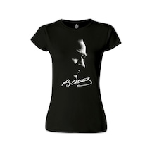 Atatürk - Atatürk İmza Siyah Kadın Tshirt 001