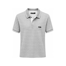 Classics Men Gewer Slim Fit Erkek Polo Yaka Kısa Kol Çizgili Tişört 7702 Gri