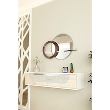 Da1202bts Meyra Dresuar Ve Antre Rafı Beyaz-traverten-silver 120cm Beyaz - Traverten - Gümüş