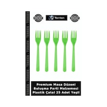 Premium Masa Düzeni Buluşma Parti Malzemesi Plastik Çatal 25 Adet Yeşil