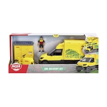 203747020 Dickie Dhl Delivery Set Freewheel Delivery Vehicle Packaging Statio