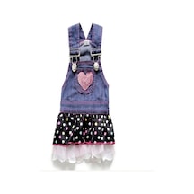 Patici Miss Kalp Detaylı Askılı Denim Kedi Köpek Elbisesi