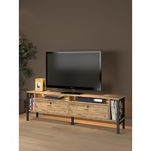 Roma Led Işıklı Özel Tasarım Metal Ayaklı Minifiksli Tv Ünitesi - Tv Sehpası 160 Cm