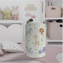 Mekta Home Bebek Ve Çocuk Odası Safari Desenli Oyuncak Sepeti Renkli Çok Renkli