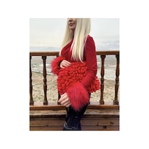 Melonndesign Puffy Çanta El Örgüsü Kol Çantası Yumoş Kırmızı