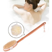2 Adet / Takım Duş Buketi Sırt Fırçası Banyo Vücut Fırçası Uzun Ahşap Saplı Sırt Scrubber