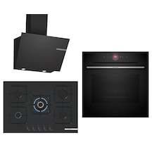 Bosch Black Deluxe HBG7341B1 - DWK66PJ60T - PNQ7B6P31O 3D Fry 75 CM Wok Bek 3 Lü Ankastre Set 601