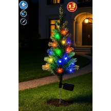 3 Lü Solar Renkli Ledli Çam Ağacı - Güneş Enerjili Led - Çam Ağacı Bahçe Aydınlatması Çok Renkli