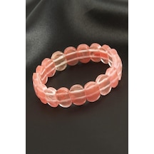 Hnrlıshp Oval Kesim Pembe Kuvars Doğaltaşlı Bileklik-pembe