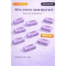 10'lu Mor Pastel Silgi Seti Tozsuz İz Bırakmayan Yumuşak Silgi Okul Ofis Çizim