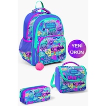 Lavanta Su Yeşili Grafiti Desenli Coral High Kids 3'lü Okul Çanta Seti Goset0114414