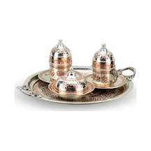 2 Kişilik İşlemeli Bakır Kahve Takımı