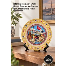 2 Adet Porselen Dekoratif Tabak İstanbul Temalı 15 Cm, Duvar Dekoru Ve Sunum İçin, Decorative Plate