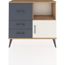 Arges Şifonyer Tek Raflı 3 Çekmeceli Tek Kapaklı 88x30x80 Çam-aytaşı/antrasit Aytaşı/antrasit