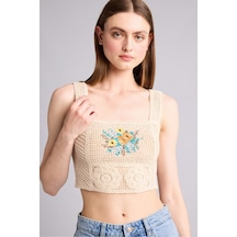 Defacto Overshırt Fıt Kare Yaka Ajurlu Crop I0868ax26smer105 Ekru-er105