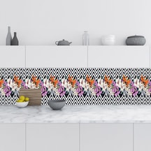 Tezgah Arası Folyo Kaplama Folyosu Çizim Çiçekler 60x200 Cm Çok Renkli