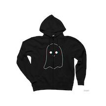Hayalet Fokus Siyah Fermuarlı Kapşonlu Sweatshirt