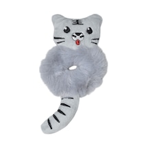 Lastikli Peluş Kedi Toka Gri