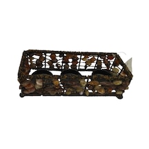 Ferforje Metal Dikdörtgen Mumluk Doğal Taşlı 19 8 6 Cm