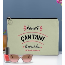 Bk Gift Kişiye Özel Kendin Tasarla Astarlı Portföy Mint Yeşili Çanta 30x21cm, Baskılı El Çantası, Organizer Çanta Yeşil