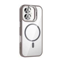 Joko - 56 -  Apple iPhone Uyumlu 16 Plus Remim Lensli Magsafe Standlı Kapak - - Glblseme - Titan Gri