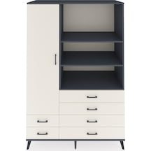 Kronos Dolap 7 Raflı 6 Çekmeceli Tek Kapaklı 132x59x195 Antrasit-aytaşı/aytaşı Aytası/aytası