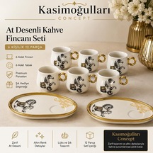 At Desenli Kahve Fincanı Seti, 12 Parça Diğer