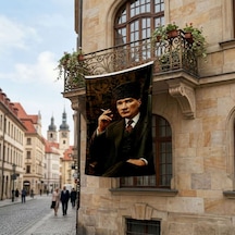 Kalpaklı Mustafa Kemal Atatürk Portresi Poster Bayrak Premium Raşel Kumaş Ata70 Diğer