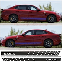 Alfa Romeo Giulia İçin Uyumlu Aksesuar Oto Yan Şerit Sticker Siyah Uzunluk 175 Cm