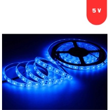 5 Volt 2835 Smd Mavi İç Mekan 60 Ledli 5 Metre Şerit Led