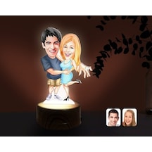 Kişiye Özel Sevgililer Karikatürlü Dekoratif 3D Biblo Led Işıklı (481495415)