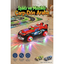 Işıklı Ve Müzikli Şeffaf Dişli Oyuncak Araba 360 Derece Dönen Çarp Dön Hareketli Araba Kırmızı Çok Renkli