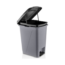 Slim Pedallı Iç Kovalı Çöp Kovası 25 Litre Kapaklı Gri