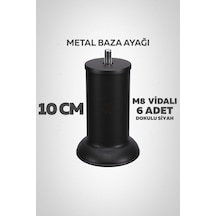 Baza Ayağı 10 Cm M8 Vidalı 6 Lı Set Metal Siyah Yatak Mobilya Ayağı İnce Vida Siyah M8 10 Cm