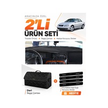 E-biz Opel Omega 1993-2003 Uyumlu Torpido Örtüsü + Deri Bagaj Çantası Seti - Siyah - Op013