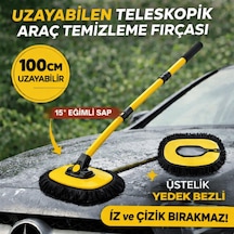 Coofbe Teleskopic Saplı Oto Yıkama Fırcası Toz Alma Paspası Kuru Islak Araç Yıkama Fırcası+yedek Bez 0