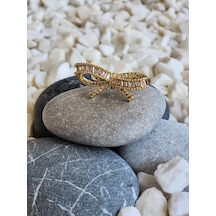 Eva Takı Store Fiyonk Kurdela Model Ayarlanabilir Gold Renk Çelik Yüzük Gold