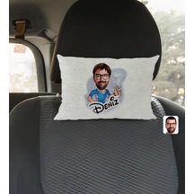 Bk Gift Kişiye Özel İsimli Erkek Antrenör Karikatürlü Dikdörtgen Araç Koltuk Yastığı-1 Çok Renkli