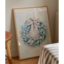 Çerçevesiz Poster Pastel Tonlarda Zarif Yılbaşı Çelengi