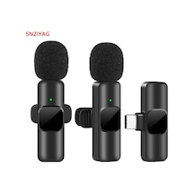Kablosuz Lavalier Mikrofon Taşınabilir Video Kayıt Mini Mikrofon C Tipi İçin Pembe 1in1
