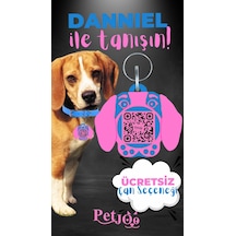 Petjoo 21.Danniel Pembe-Mavi Qr'lı Köpek Künyesi
