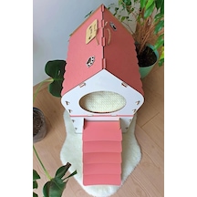 Dekoratif Kedi Evi Teraslı Dublex Pembe