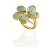 Kadir Jewellery 22 Ayar Altın Kaplama Zirkon Taşlı Kadın Vintage Yüzük Açık Yeşil 74468533