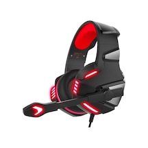 Kablolu Oyun Kulaklığı, 50mm Dinamik Hoparlör, Otomatik Gürültü Eşliğine Karşı - Siyah - Kırmızı