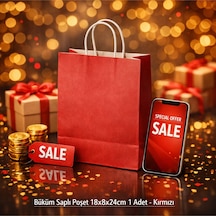 Büküm Saplı Poşet 18x8x24cm 1 Adet - Kırmızı