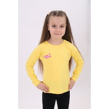Toontoy Kids Toontoy Kız Çocuk Baskılı Bisiklet Yaka Uzun Kollu Tişört Sarı