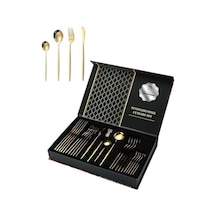 410 Çelik 24 Parça Gold Yemek Kaşık Çatal Bıçak Seti Cin518sr Açık Gri