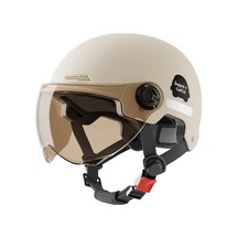 Kadın Erkek Universal Motor Gübeli Kask - Yaban Mersin Rengi Kısa Camlı Bisiklet Korumalı Kask