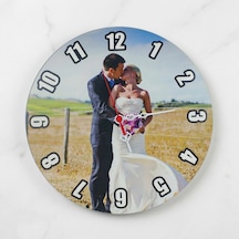 Kişiye Özel - Yuvarlak Saat 28 Cm Ahşap - Renkli