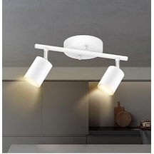 Rsylight Retro Beyaz Metal 2 Li Led Spot Tavan Plofyoner 180 Derece Hareketli Günışığı Ampullü-rys90190101096 Siyah